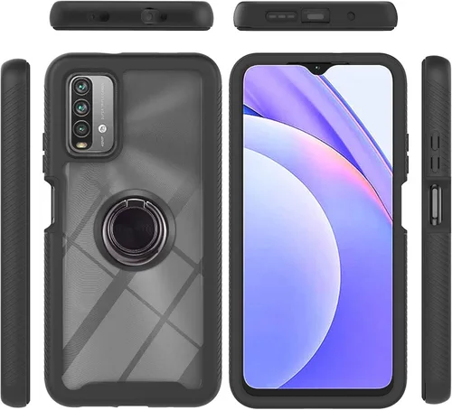 Vista 121 de Funda compatible con Xiaomi Poco X3 NFC, compatible con Xiaomi Poco X3 Pro/Poco X3 Ring Stand 3 en 1, color negro