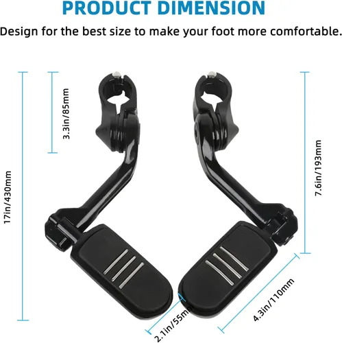 Vista 4 de Juego de 2 clavijas delanteras universales compatibles con motocicleta Touring Dyna Peg Mount