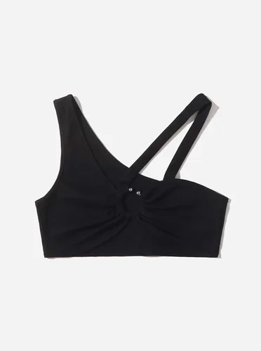 Vista 5 de Remidoo Camiseta corta sexy de un hombro para mujer con corte en O sin mangas