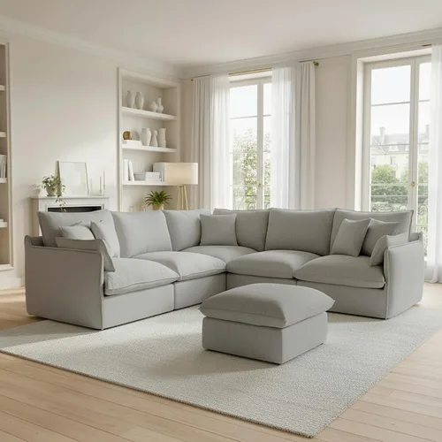 Vista 50 de Sofás modulares de 69.2 pulgadas para sala de estar, respaldo alto impermeable, sofá modular con relleno de plumón, sofá biplaza convertible