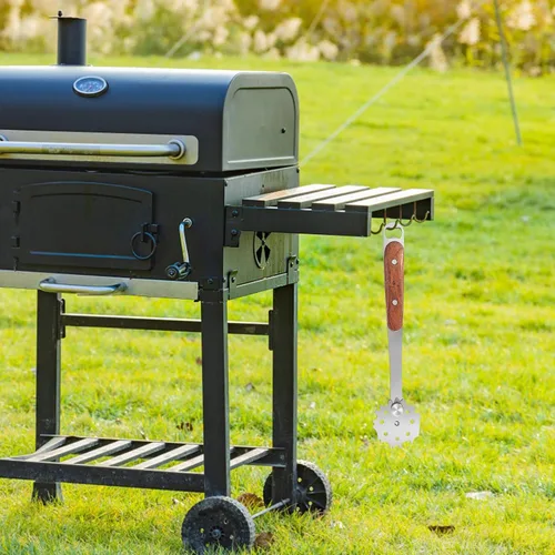 Vista 7 de 1 raspador de parrilla de acero inoxidable para barbacoa, mango de madera, limpiador de rejilla de parrilla de metal, cabezal de cepillo ajustable