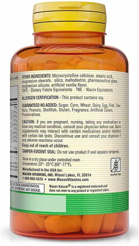 Vista 3 de Mason Vitamins Super B 50 Complex All Eleven "B" Factors Tabletas, 60