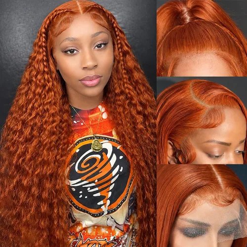 Vista 30 de Pelucas de cabello humano con encaje frontal lacio HD transparentes de 13 x 4, color degradado Ombre, onda profunda de 4/27, pelucas de encaje
