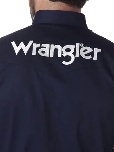 Vista 6 de Wrangler Men's Western Logo Two Pocket Long Sleeve Button Shirt