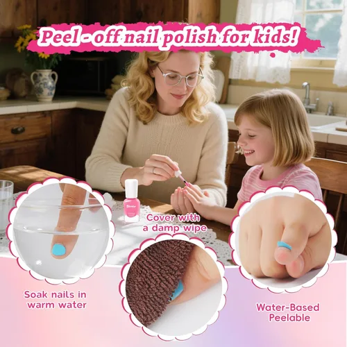 Vista 5 de Juego de Esmalte de Uñas de Secado Rápido para Niños, Esmalte de Uñas No Tóxico para Niños Pequeños, Esmalte para Uñas de las Manos Despegable a