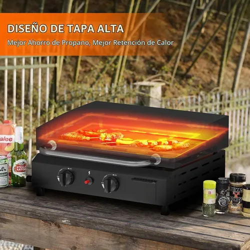 Vista 6 de Plancha de gas para barbacoa de 2 quemadores, 25.6 pulgadas