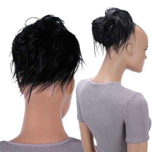 Vista 5 de CAISHA Prettyshop - Banda elástica XXL tipo postizo de cabello voluminoso ondulado, ideal para peinados recogidos de novias o rodetes desaliñados