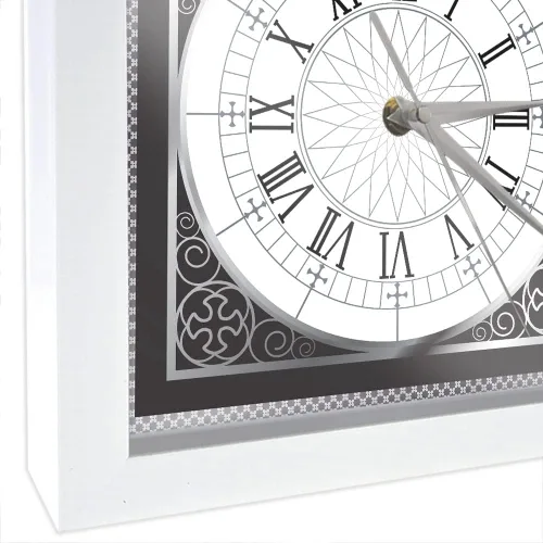 Vista 8 de Geek Alerts Reloj de pared de lujo con marco cuadrado blanco con números romanos, relojes retro, funciona con pilas, para el hogar, decorativo