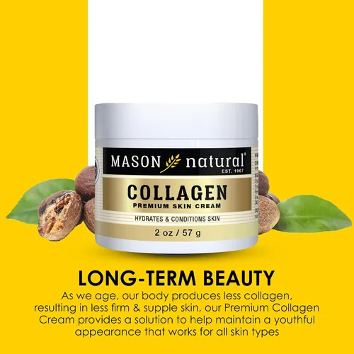 Vista 4 de MASON NATURAL Crema de colágeno prémium para la piel, antienvejecimiento para rostro y cuerpo, hidratante diario para hidratación y firmeza, aroma a