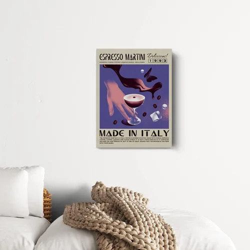 Vista 3 de Divertido lienzo de cóctel para decoración de pared de Martini Espresso Martini, 12 x 15 pulgadas, decoración moderna para el hogar, cocina, bar