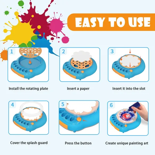 Vista 7 de Kit de máquina de arte giratorio de pintura para niños, artes y manualidades, juegos de juguetes giratorios para niños y niñas de 6, 7, 8, 9 años
