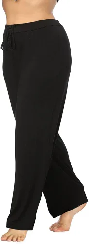 Vista 4 de ALLEGRACE Pantalones de pijama largos cómodos y elásticos para mujer, pantalones de descanso con cordón para dormir