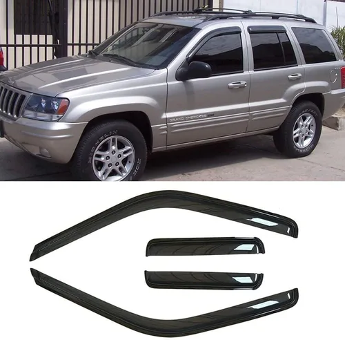Vista 11 de Deflector de ventilación para visera lateral, montaje exterior, cinta inastillable, protección solar y lluvia, apto para Jeep Grand Cherokee