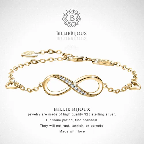 Vista 11 de Billie Bijoux Pulsera ajustable de plata de ley 925 con símbolo de amor infinito infinito para mujer