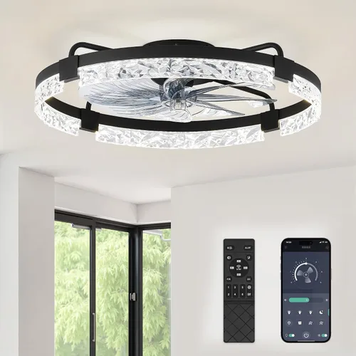 Vista 17 de LEDIARY Ventiladores de techo de perfil bajo de 19.7" con luces, aplicación