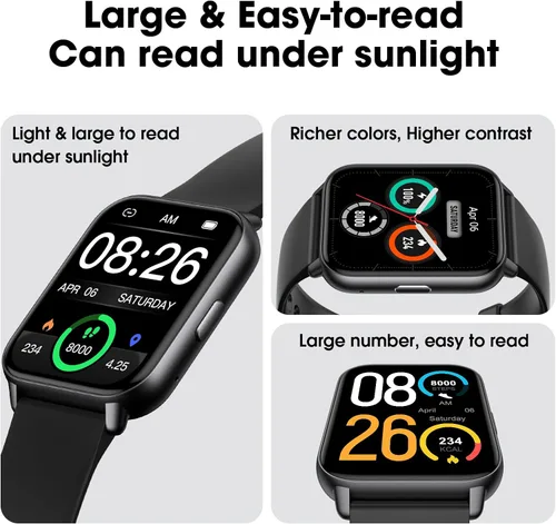 Vista 5 de Reloj inteligente (Responder/Hacer llamada) para mujeres y hombres, rastreador de fitness con frecuencia cardíaca, oxígeno en sangre, monitor