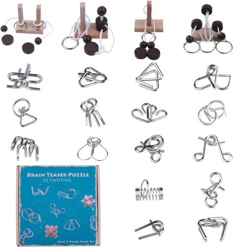 Vista 7 de Rompecabezas de madera para enhebrar la cuerda, rompecabezas de lazo Luban Lock Brain Teaser, juego para adultos y niños (4)