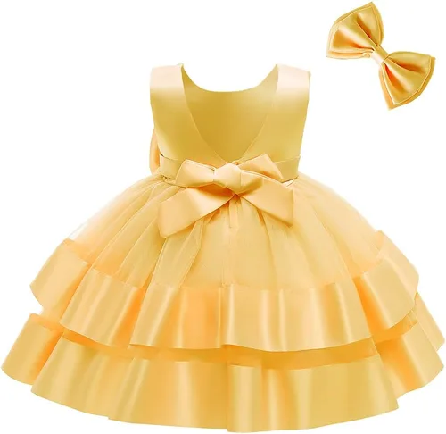 Vista 9 de 3M-6T Vestido de Concurso con Volantes de Encaje sin Espalda para Bebé Niña Vestido Tutú para Niña Pequeña Vestidos de Fiesta de Tul con Flores