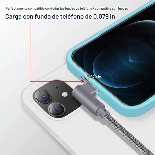 Vista 5 de APFEN Paquete de 3 cables de carga para iPhone 14 de 6 pies y 90 grados