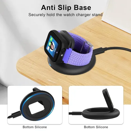 Vista 7 de Base de carga magnética plegable compatible con cargador Sync UP Kids Watch Negro para SyncUP Watch 2