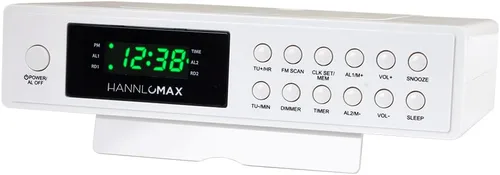 Vista 2 de HANNLOMAX HX-155CR Radio Reloj de Cocina con Temporizador de Cocción - LED Verde Radio FM, reloj digital, alarma doble, pantalla LED verde