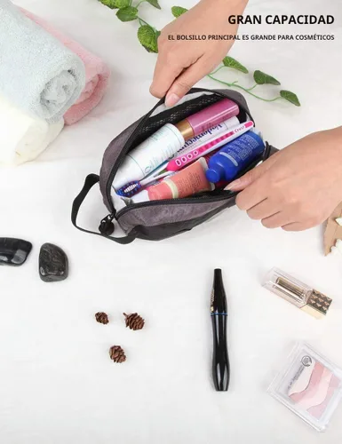 Vista 6 de GOX Neceser de viaje Dopp Kit caso para hombres multifunción bolsa organizadora de embalaje Negro/Gris