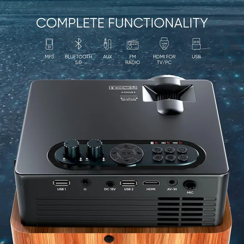 Vista 8 de MASINGO Máquina de karaoke portátil 4 en 1 con proyector inteligente de 1080p con WiFi, altavoz y 2 micrófonos inalámbricos. Sistema Android