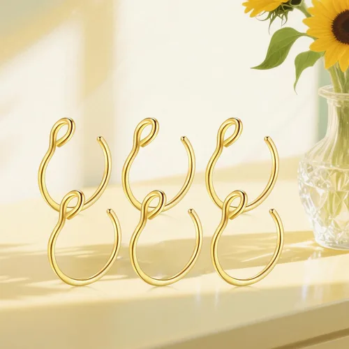 Vista 3 de D.Bella Piercing falso de 0.71 oz para labio sintético, septum y nariz, 0.31 pulgadas Dorado