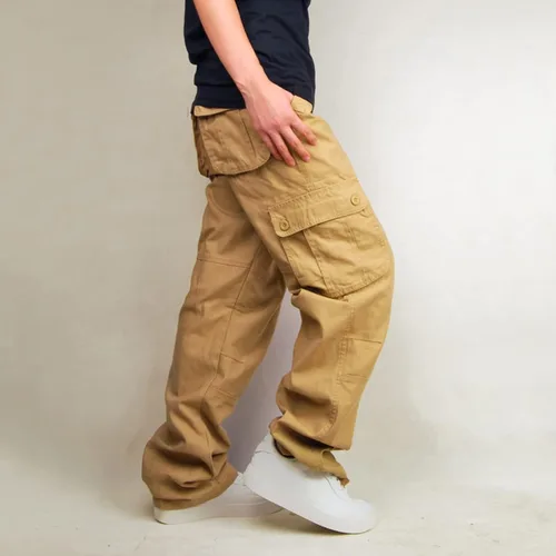 Vista 2 de Muscularfit Pantalones cargo holgados para hombre 2023 casuales sueltos con múltiples bolsillos de camuflaje, pantalones de camuflaje con hebilla