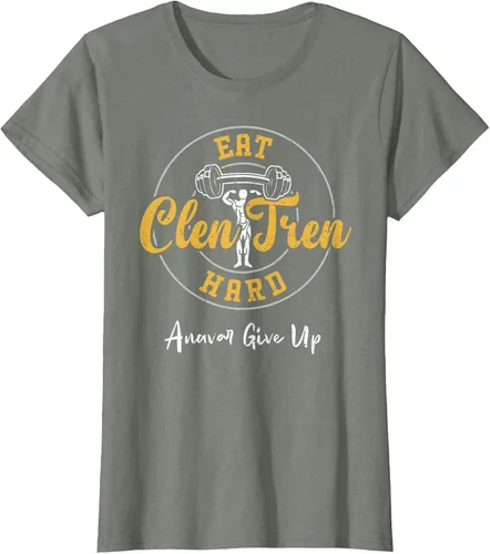 Vista 17 de Culturismo: Comer Clen Tren Hard Anavar Give Up - Camiseta de gimnasio, Negro