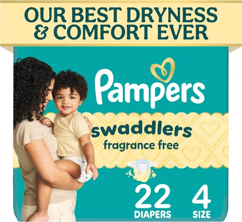 Vista 25 de Pampers Pañales Swaddlers, talla 4 (15-34 libras), 150 unidades, sin fragancia, hipoalergénicos, absorbentes, recomendados por pediatras, seguros