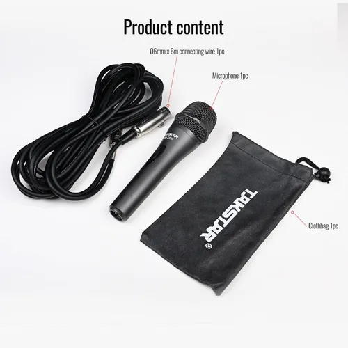 Vista 7 de TAKSTAR Micrófono de mano - Micrófono dinámico cardioide con interruptor de encendido/apagado, cable de 19.6 pies, cable de 1/4 pulgadas a XLR