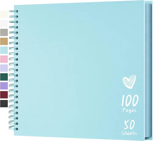 Vista 33 de Álbum de recortes de 7 x 7 pulgadas, álbum de recortes DIY de tapa dura de papel kraft, álbumes de fotos, 40 páginas, perfecto para fotos de 4 x 6