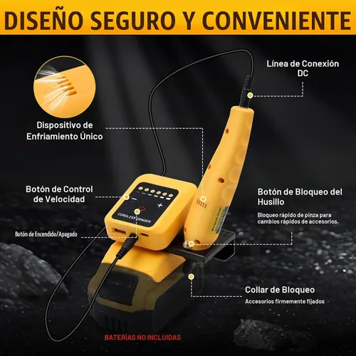 Vista 6 de Kit de herramientas rotativas inalámbricas para batería DEWALT de 20 V máximo, 6 velocidades con 25 accesorios, herramienta giratoria multiusos