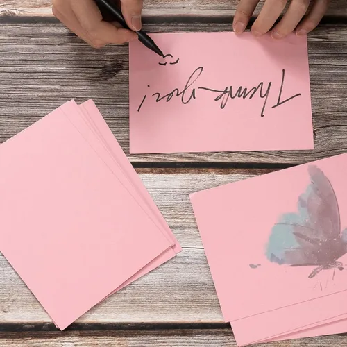 Vista 5 de Paquete de 100 tarjetas de papel grueso en blanco para invitaciones, tarjetas de felicitación, postales, fotos, papel grueso de 250 GSM