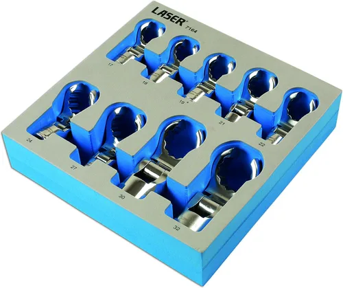 Vista 8 de Laser 7164 Juego de llaves flexibles para patas de cuervo, 1/2 "D, 9 unidades, color azul