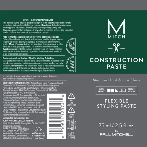 Vista 11 de MITCH by Paul Mitchell Construction Paste Hair Styler para hombres, 2.5 onzas líquidas