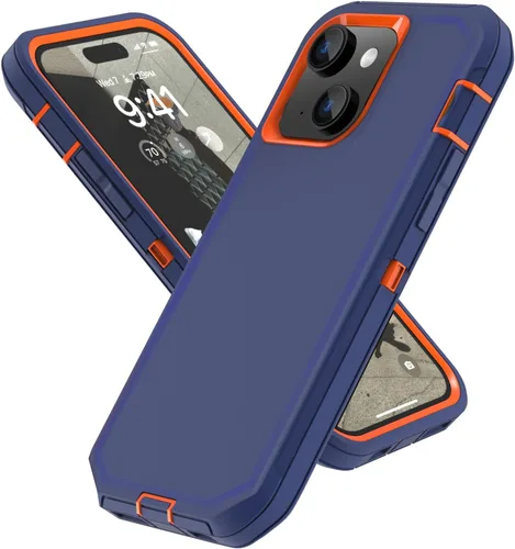 Vista 9 de Sansunto Funda para iPhone 15 Plus y iPhone 14 Plus, protección de cuerpo completo, resistente a prueba de golpes, 3 en 1, goma de silicona Negro