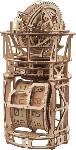 Vista 10 de UGEARS Aero Clock - Rompecabezas 3D de madera para adultos, kit de modelo mecánico de madera para adultos, reloj de pared, rompecabezas 3D con kit