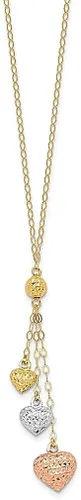 Vista 2 de Collar de cadena de extensión de 14 quilates con forma de corazón de oro blanco amarillo y amarillo de 2 pulgadas, dije de gota de amor, múltiples