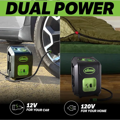 Vista 5 de Slime 40052 Inflador de neumáticos, enchufe portátil para automóvil y hogar, SUV, compresor de aire 4x4, apagado automático Inflate Right