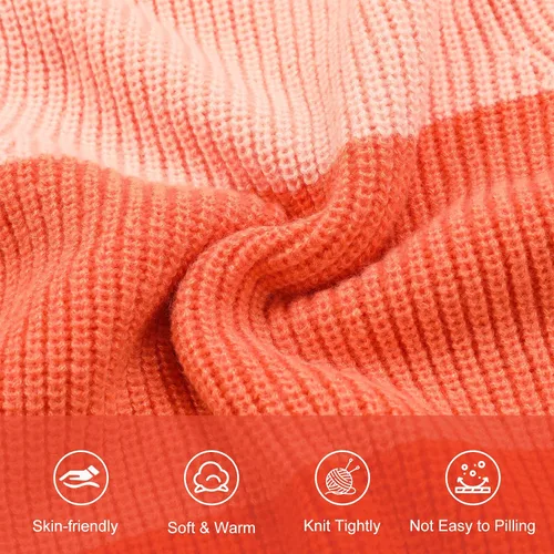 Vista 3 de TRENDSTITCH Suéteres de punto de manga larga con cuello redondo para niñas, suéter de otoño e invierno
