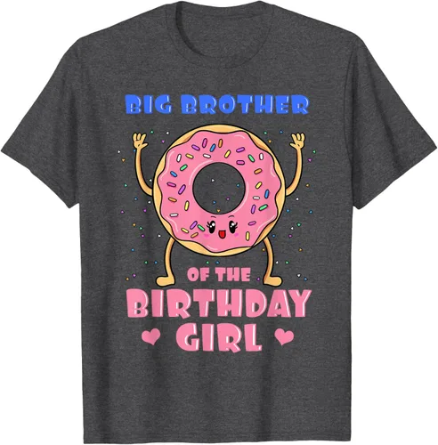 Vista 39 de Big Brother Of The Birthday Girl Donut Bday Party Bro Sib Camiseta, Negro, S
