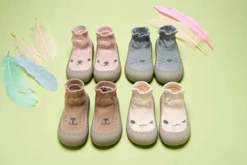 Vista 6 de Baby Sock Shoes Toddler Cartoon Rubber Sole Soft Non Slip Floor Slipper for Infant Boys Girls First Walking Indoor Baby Shoes