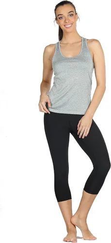 Vista 4 de Icyzone Camiseta deportiva con espalda cruzada, sin mangas, para mujer, paquete de 3