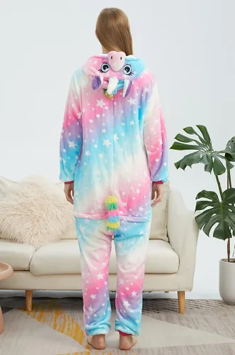 Vista 4 de Pijama de unicornio para adultos, disfraz de animal de una sola pieza, pijamas de Halloween, ropa de dormir, regalos para mujeres y hombres