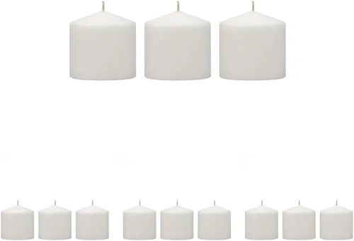 Vista 13 de Stonebriar Paquete de 3 velas altas de 3 x 3 pulgadas, 18 horas de larga duración, sin perfume, de cera blanca