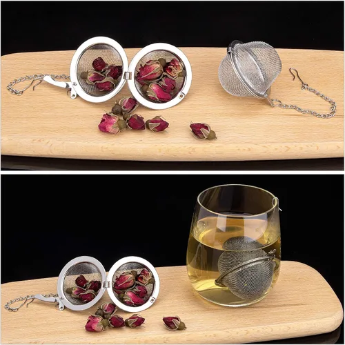 Vista 4 de Paquete de 12 bolas de té de acero inoxidable para té suelto, infusor