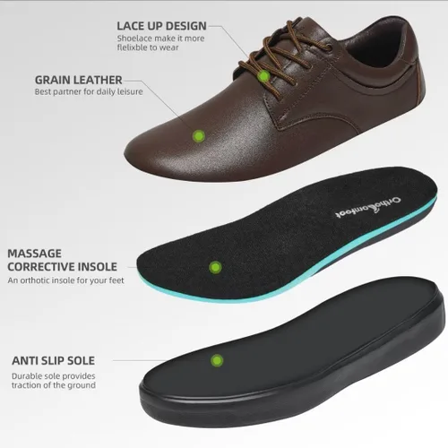 Vista 5 de OrthoComfoot Zapatos ortopédicos de cuero para caminar para hombre cómodos tenis para fascitis plantar con soporte de arco para, zapatos ortopédicos