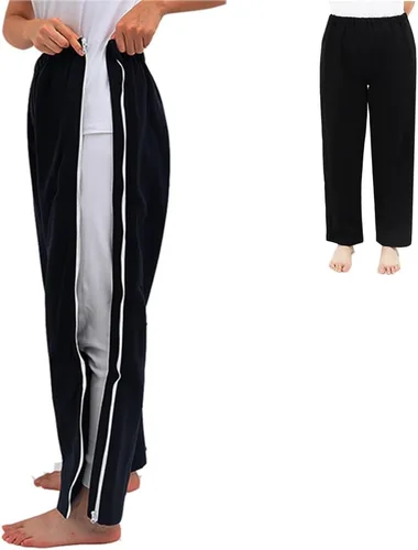 Vista 7 de Pantalones unisex con cremallera lateral, pantalones con cremallera para recuperación después de la cirugía, traje para pacientes fracturados